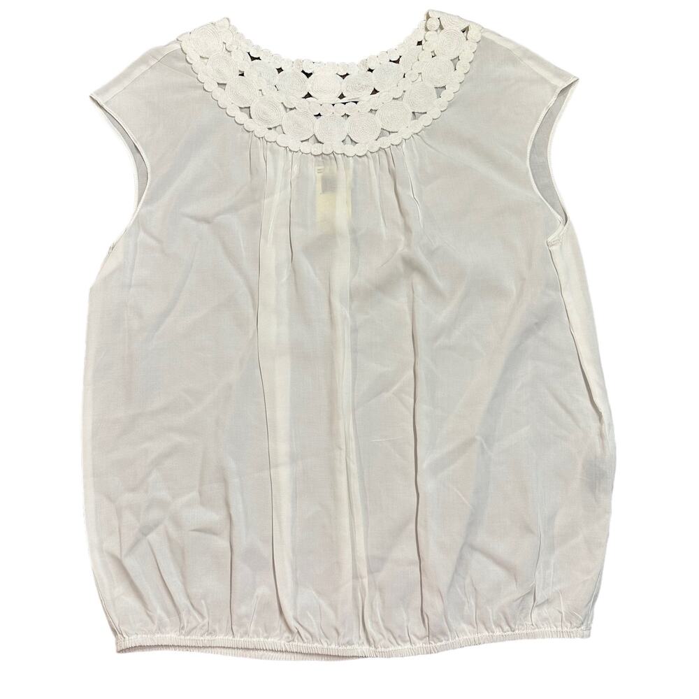 Max Edition Womens NEW white blouse floral neck size L
